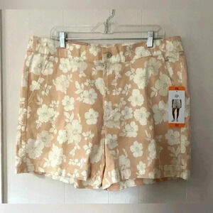 NWT Jachs Girlfriend stretchy Satin Chino Shorts Size XXL Floral Cotton Blend
